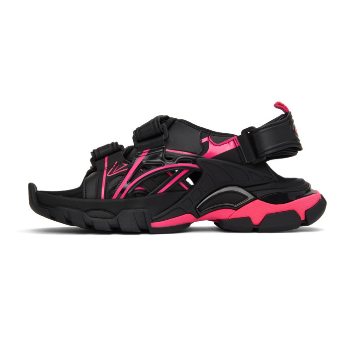 Balenciaga Black and Pink Track Sandals Balenciaga