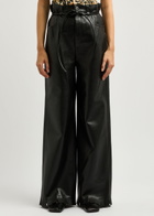 Nanushka Harlee Belted Faux Leather Trousers Black