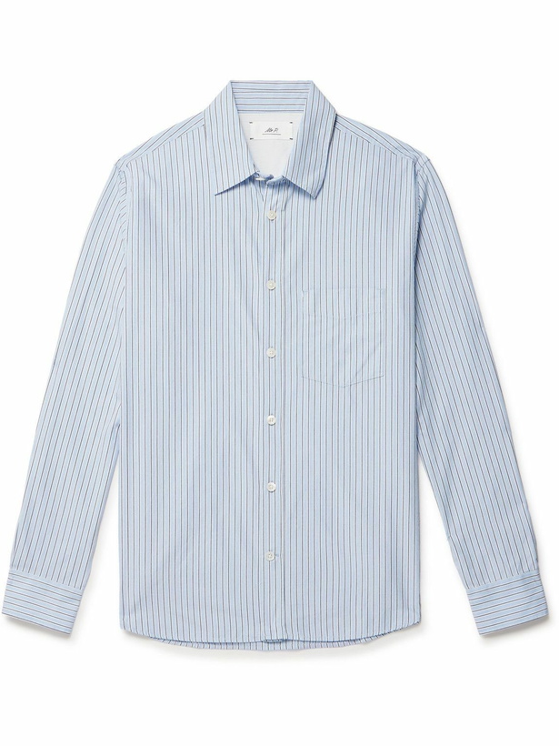 Photo: Mr P. - Pinstriped Cotton Oxford Shirt - Blue