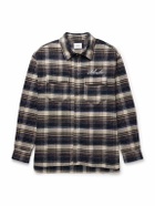 Rhude - Logo-Embroidered Checked Cotton-Flannel Shirt - Blue