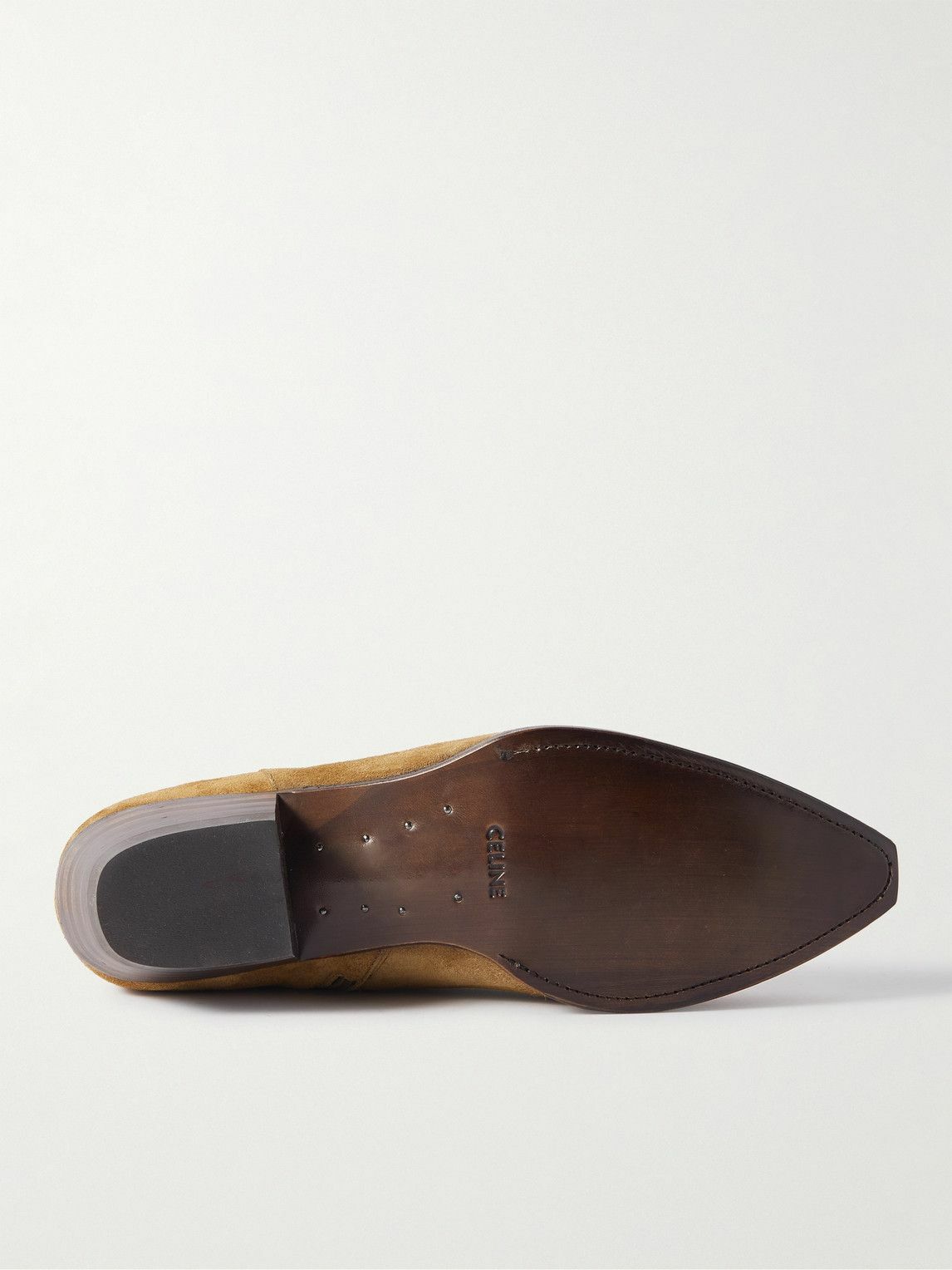 CELINE - Western Embroidered Suede Boots - Brown