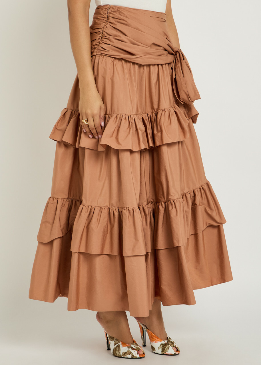 Chloe Tiered Cotton-poplin Maxi Skirt Light Pink