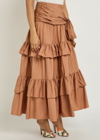 Chloe Tiered Cotton-poplin Maxi Skirt Light Pink