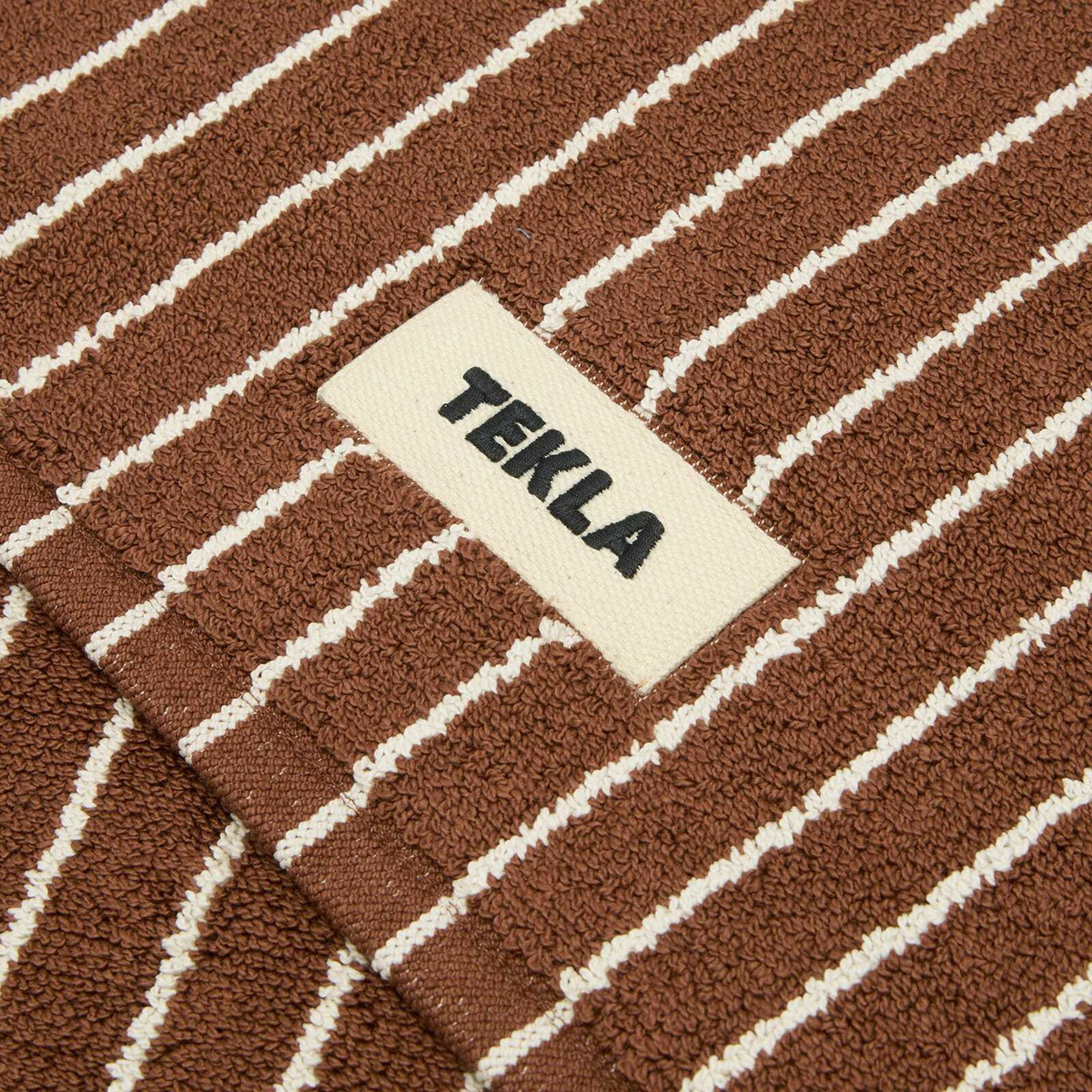Tekla Fabrics Organic Terry Bath Mat in Rust Stripes 
