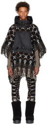 sacai Black Jacquard Poncho