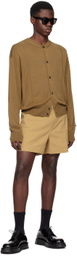 Recto Beige Pin Tuck Shorts