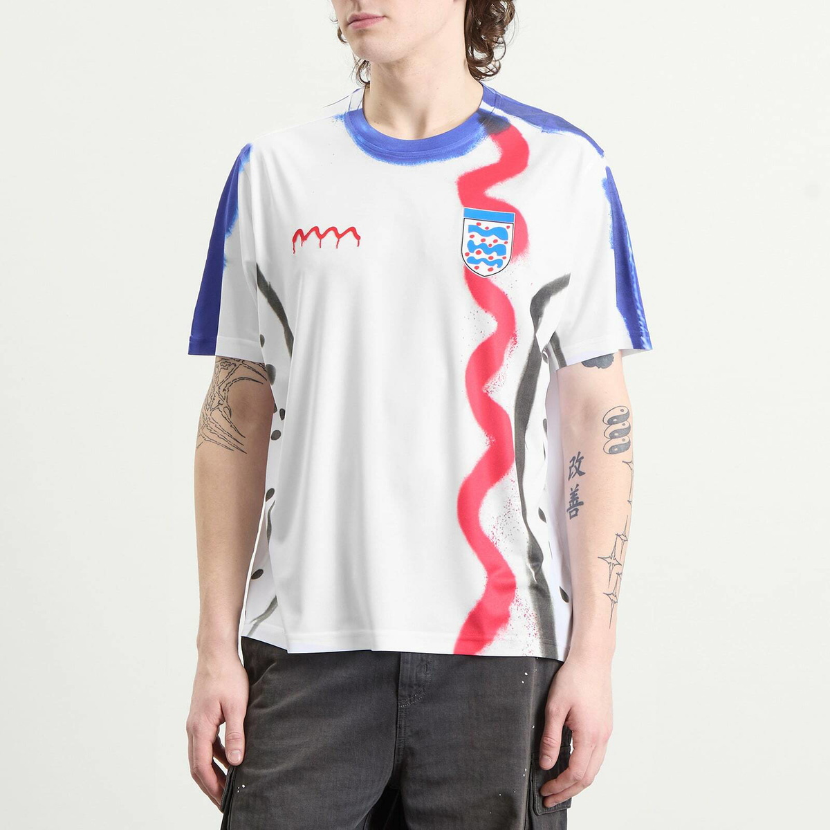 Navinder Nangla Men's Ingerlund Football Jersey in White/Blue/Red