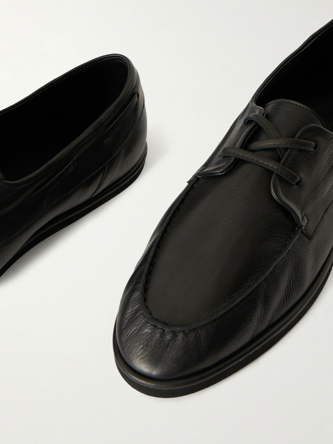 Auralee - Leather Boat Shoes - Black