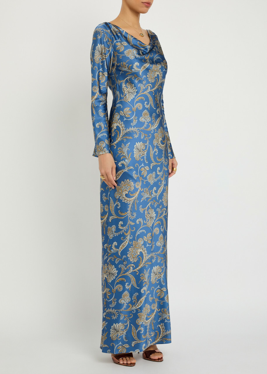 Veronica Beard Ember Paisley-print Silk-blend Maxi Dress Blue