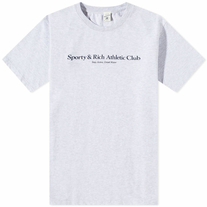 Photo: Sporty & Rich Athletic Club T-Shirt in Heather Grey/Navy
