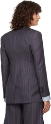 Off-White Gray Pinstripe Fitted Blazer
