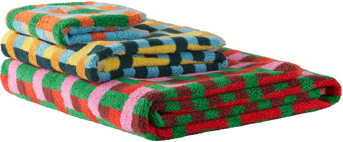 Dusen Dusen Multicolor Weave Towel Set, 3 pcs