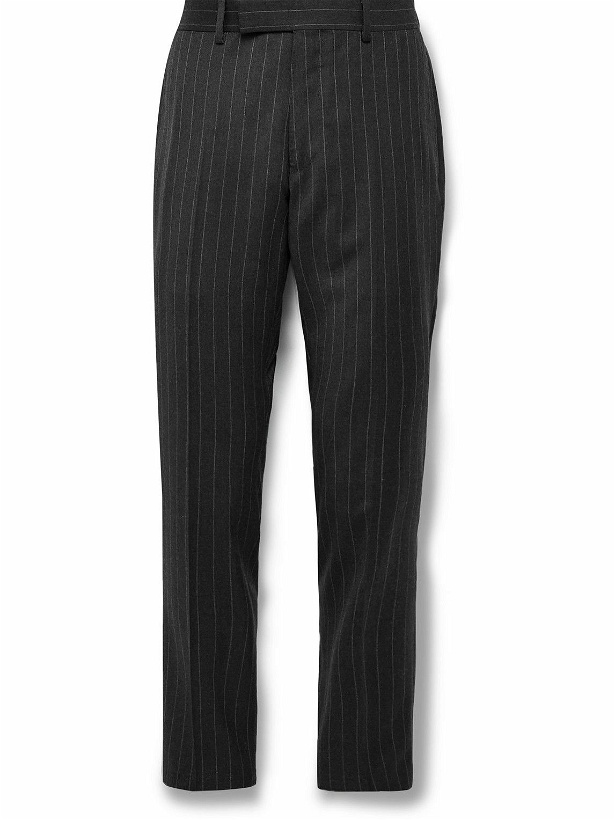 Photo: Dunhill - Mayfair Slim-Fit Tapered Pinstriped Wool-Twill Suit Trousers - Gray