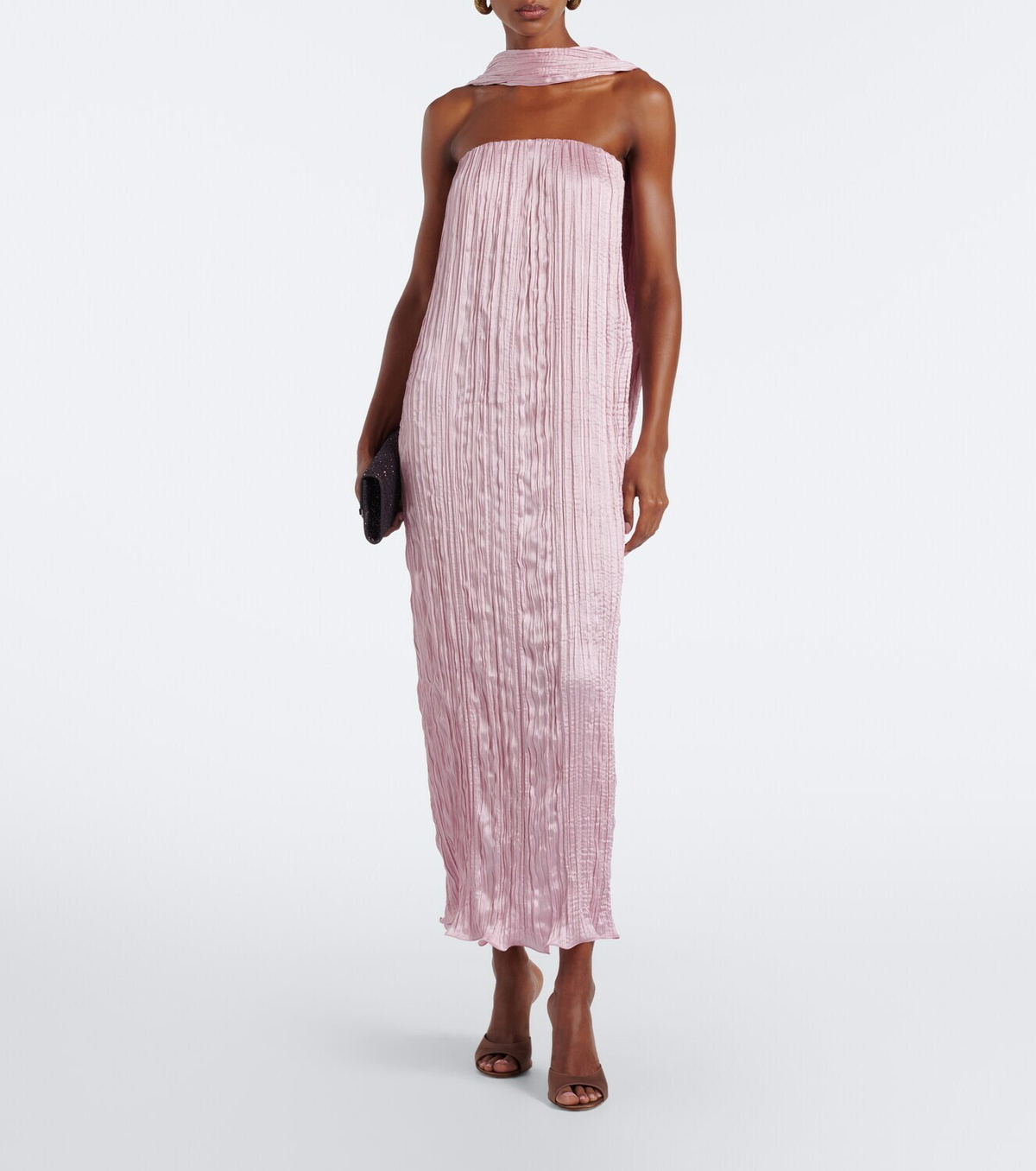 Posse Esme scarf-detail crinkled maxi dress