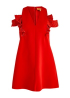 Stine Goya Ruffled Crystal-embellished Crepe Mini Dress Red