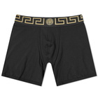 Versace Men's Greek Logo Waistband Boxer in Black/Gold