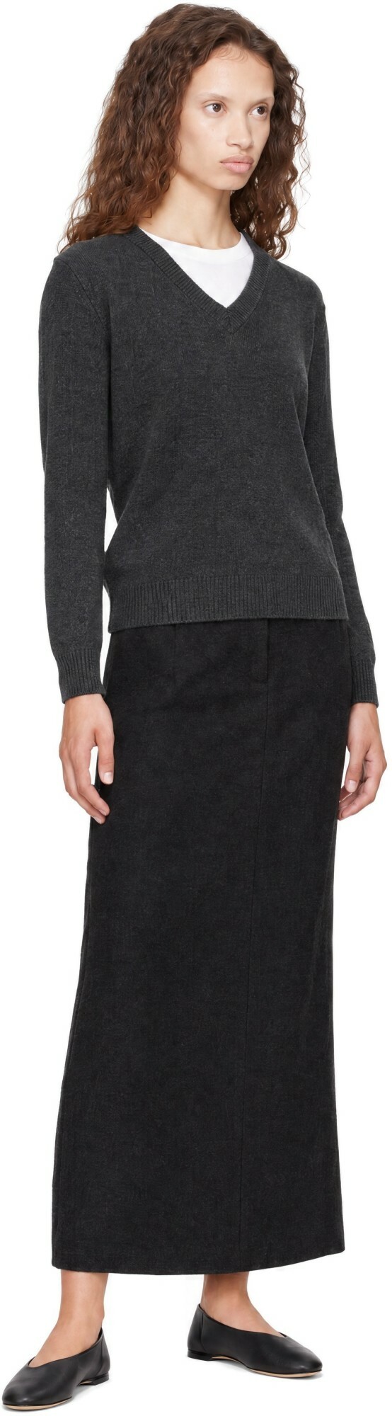 LE17SEPTEMBRE Black Wool-Blend Column Maxi Skirt