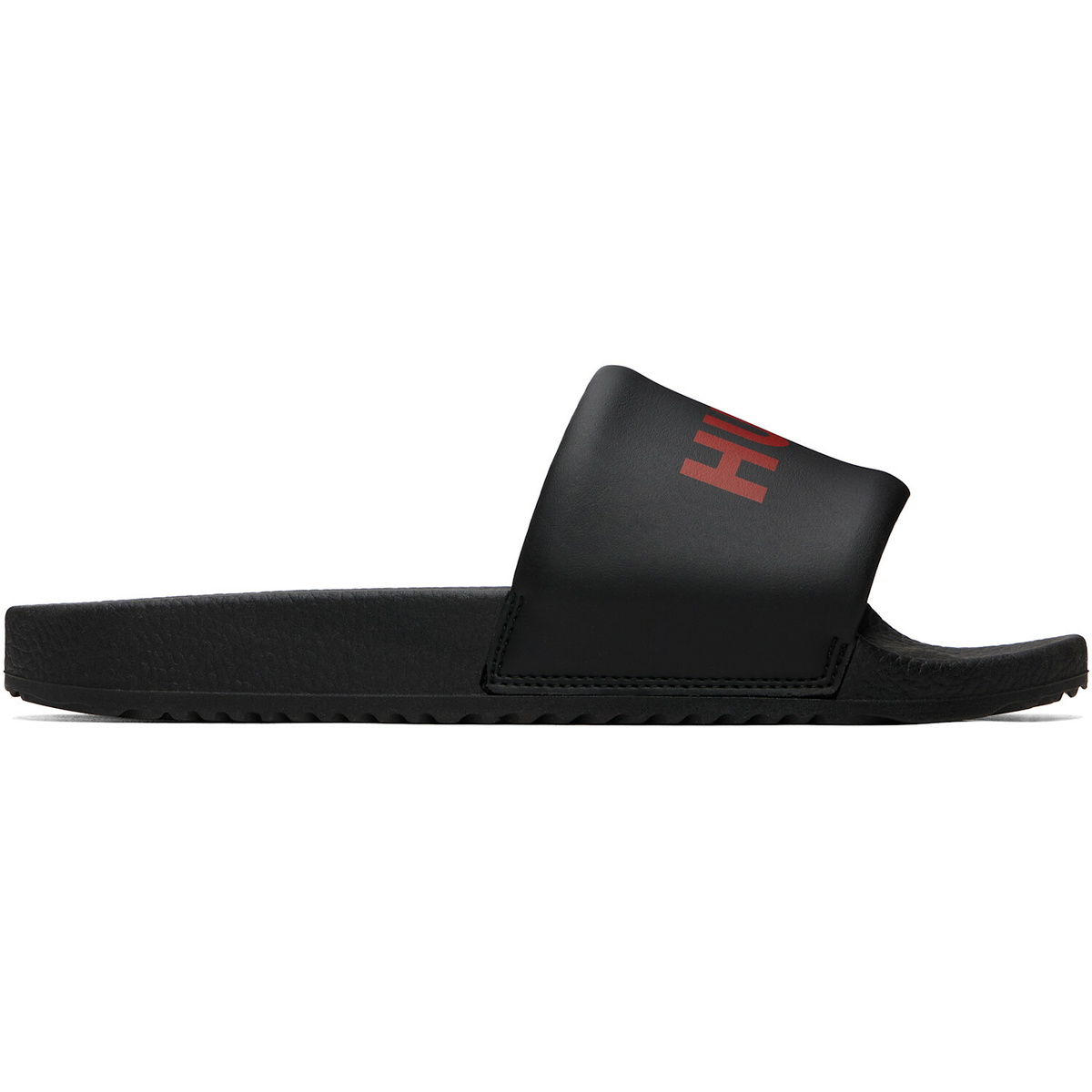 Hugo Black Padded Strap & Contrast Logo Slide Sandals
