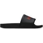Hugo Black Padded Strap & Contrast Logo Slide Sandals