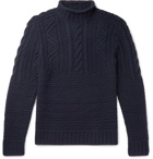 Ralph Lauren Purple Label - Cable-Knit Wool and Cashmere-Blend Mock-Neck Sweater - Men - Midnight blue
