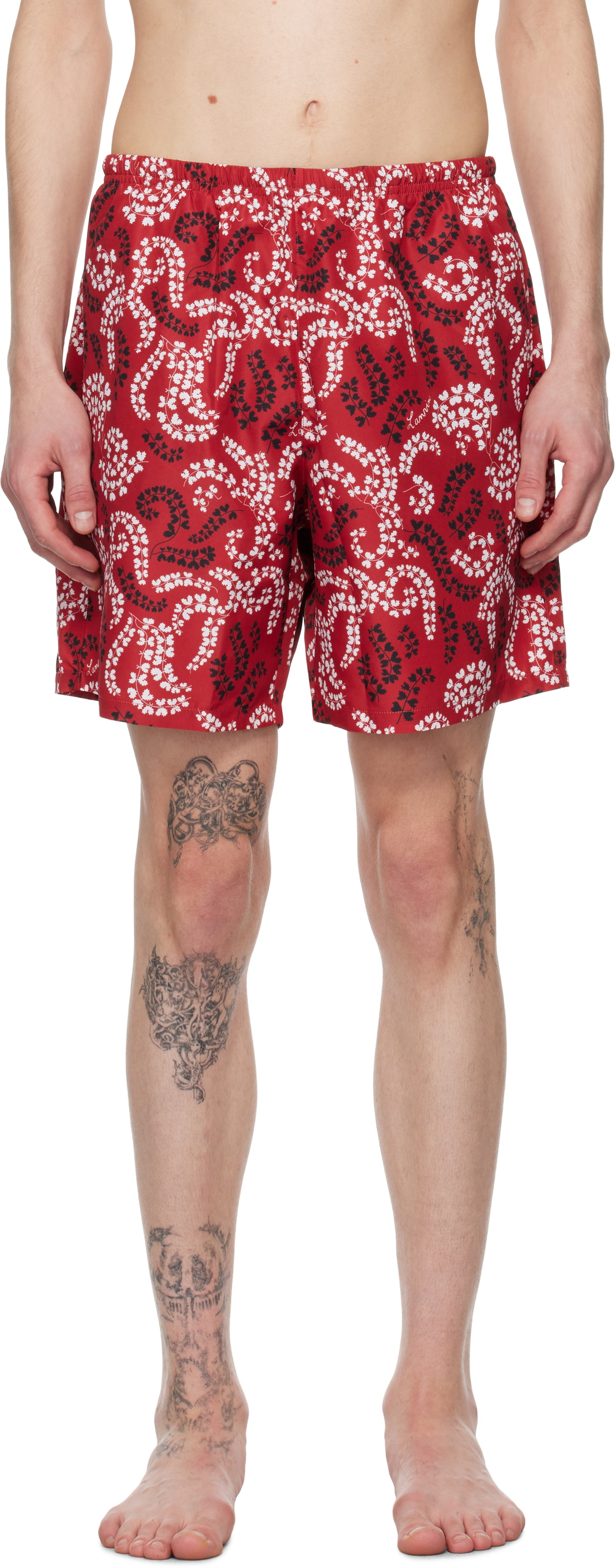 Lanvin Red Printed Swim Shorts