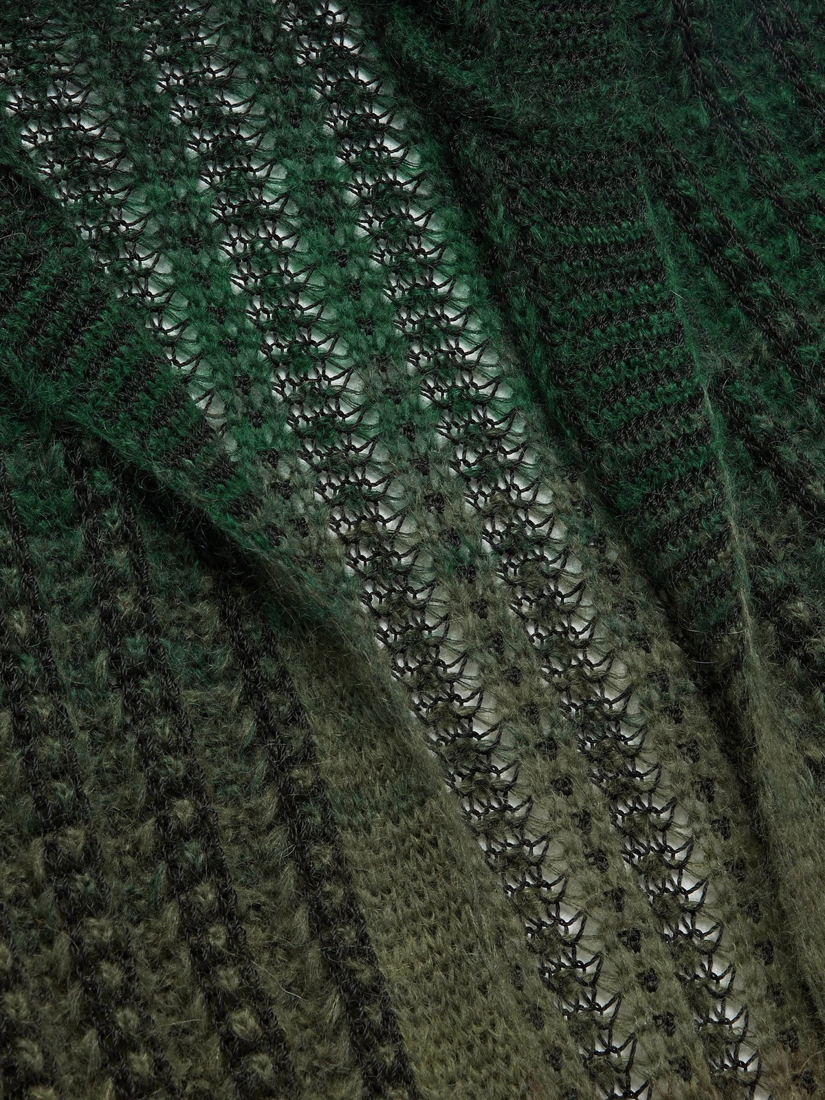 SAINT LAURENT - Dégradé Open-Knit Hooded Cardigan - Green Saint 