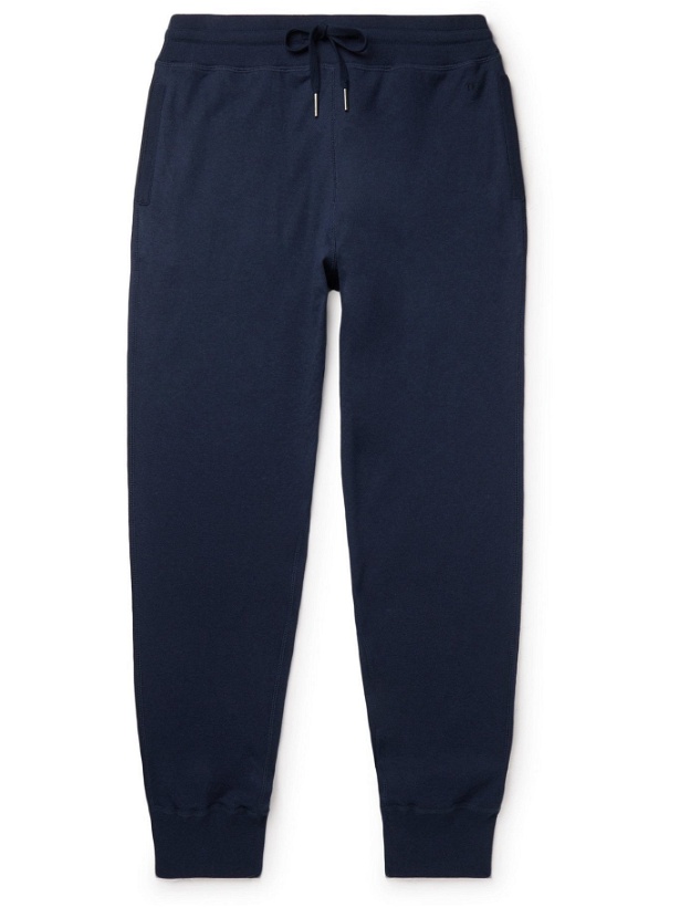 Photo: TOM FORD - Slim-Fit Tapered Cotton, Silk and Cashmere-Blend Sweatpants - Blue