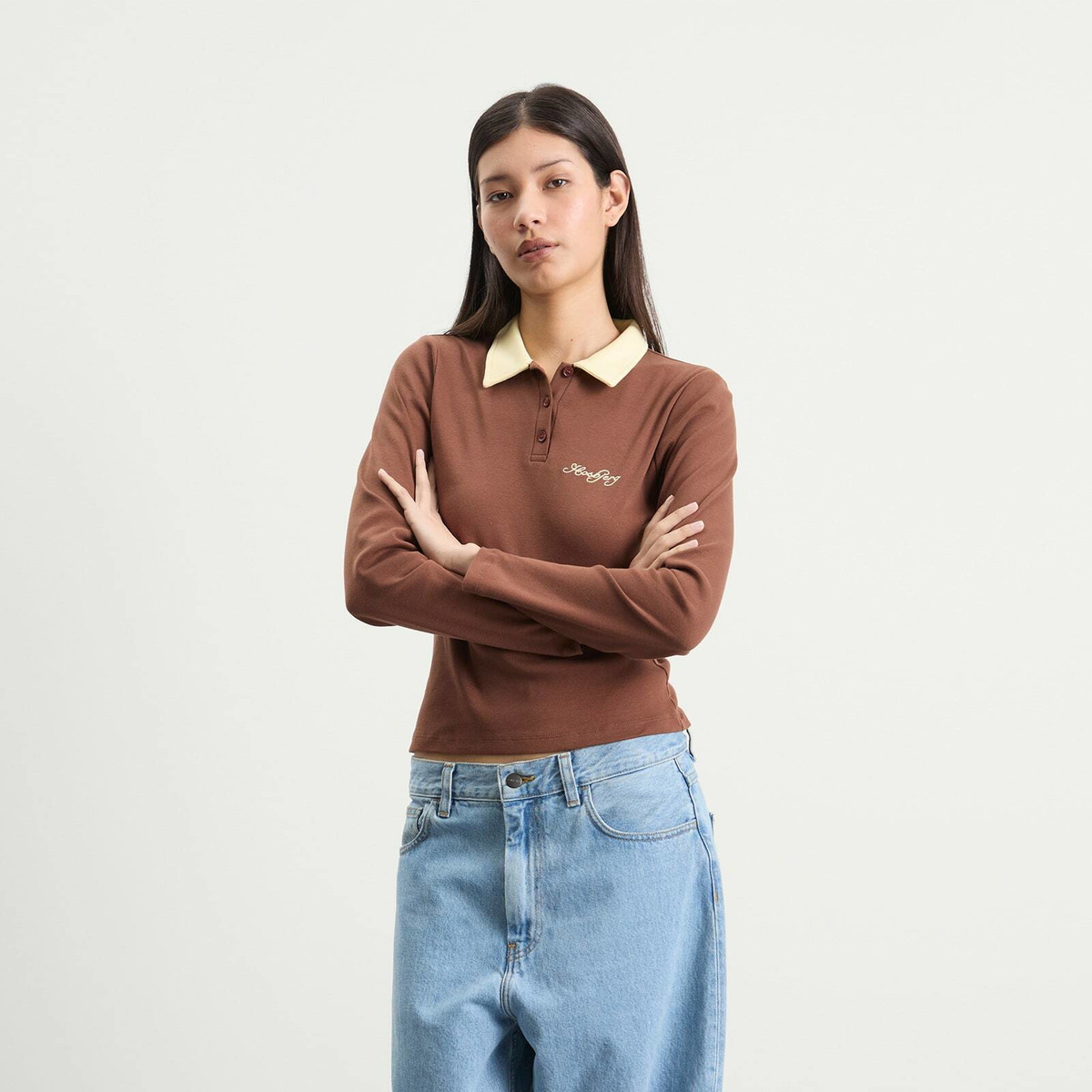 Hosbjerg Women's Babette Polo Shirt in Brown/Yellow