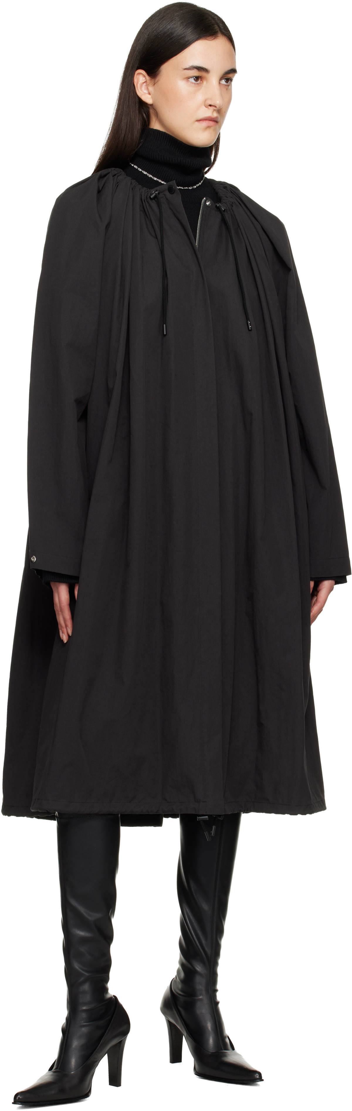 TOTEME Black Gathered Parachute Coat
