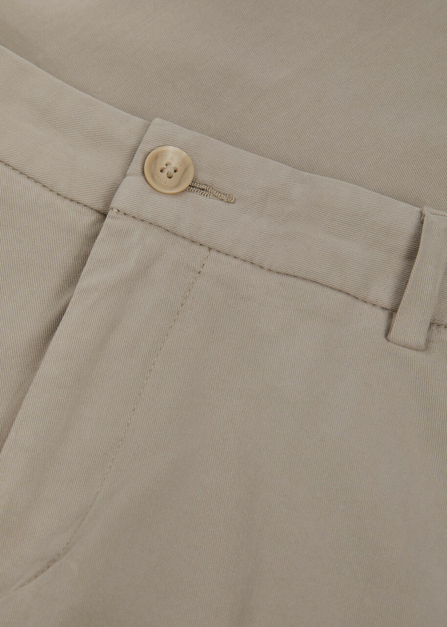 Boss Kane Tapered-leg Stretch-cotton Chino Trousers Beige