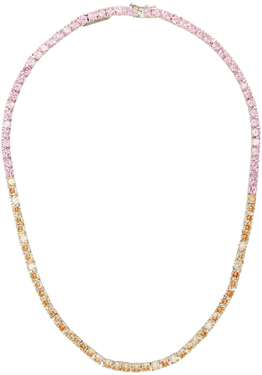Mounser Pink & Orange Laguna Rhinestone Necklace