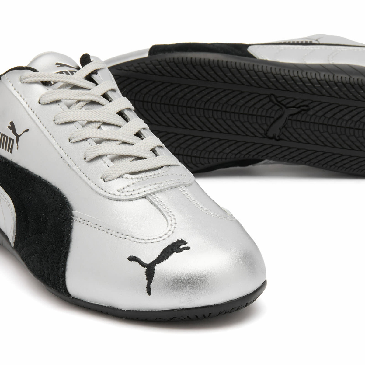 Puma Speedcat Metallic Sneaker in Silver/Black