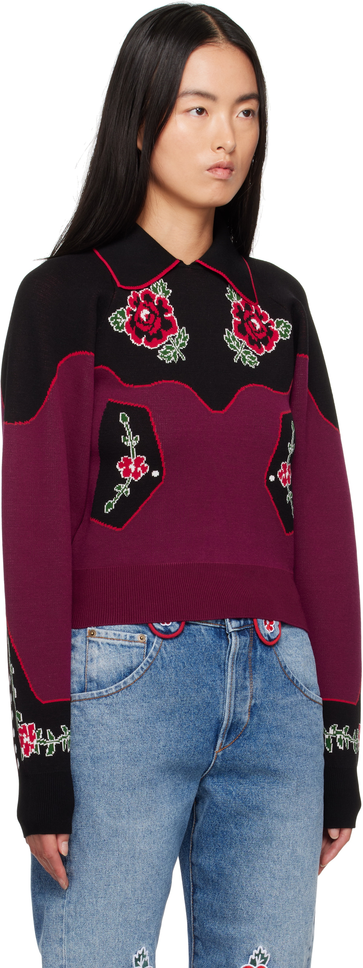 Molly Goddard Burgundy & Black Natasha Sweater