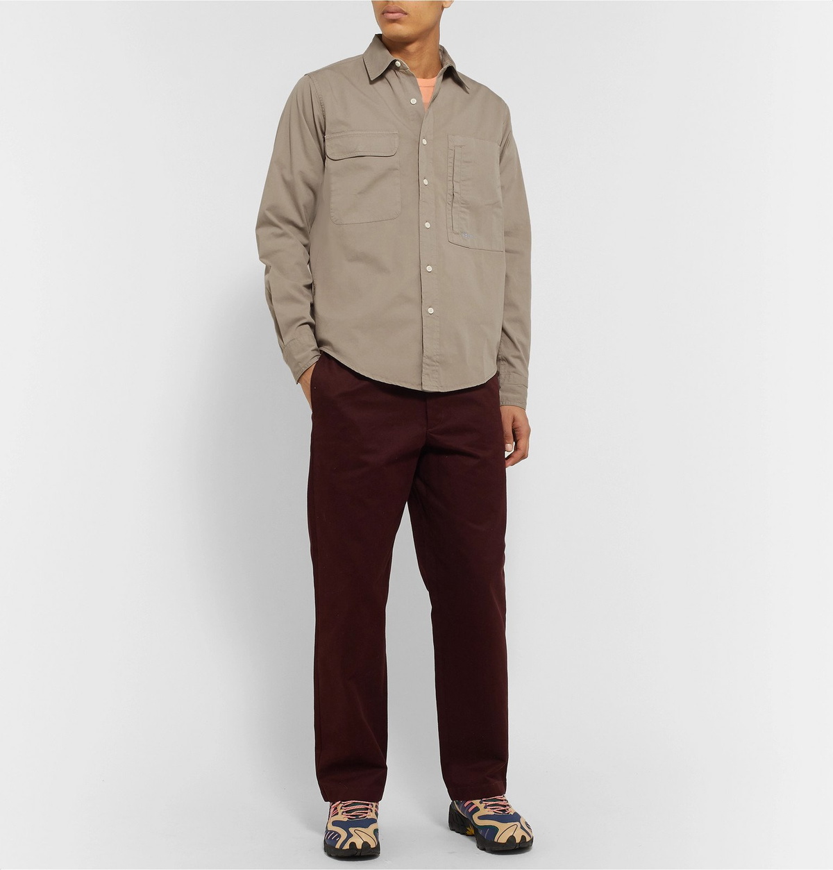 Adsum - Workshirt Logo-Embroidered Cotton-Twill Shirt - Neutrals Adsum