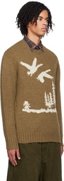 BEAMS PLUS Brown Intarsia Sweater