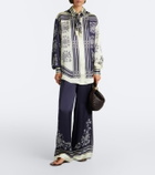Alémais Banderra scarf-detail printed silk shirt