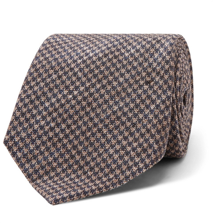 Photo: Brunello Cucinelli - 5cm Puppytooth Linen and Silk-Blend Tie - Men - Beige