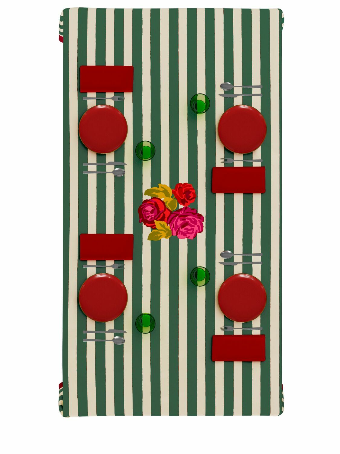 LISA CORTI Nizam Stripes Green Square Tablecloth