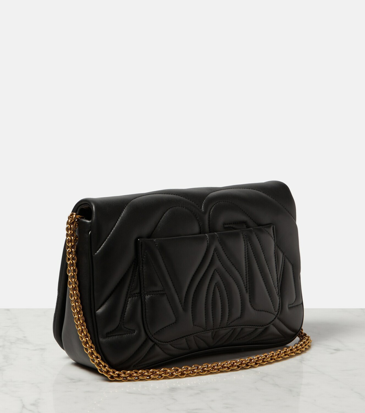 Alexander McQueen Seal Leather Shoulder Bag - Black