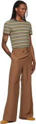 Marni Brown Technical Wool Buttoned Flap Trousers
