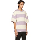AMI Alexandre Mattiussi Purple and Off-White Striped Rugby T-Shirt