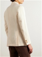 De Petrillo - Double-Breasted Pinstriped Cotton and Linen-Blend Blazer - Neutrals