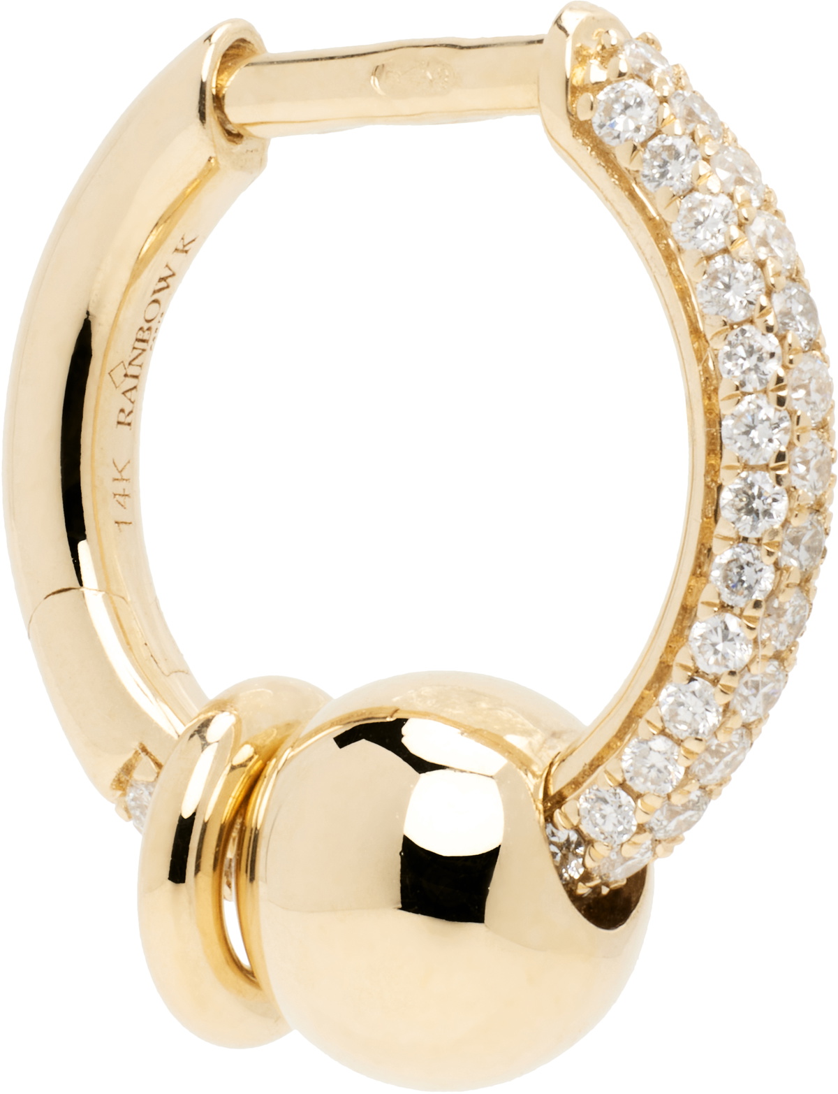 Rainbow K Gold Mini Piercing Diamonds Hoop Single Earring