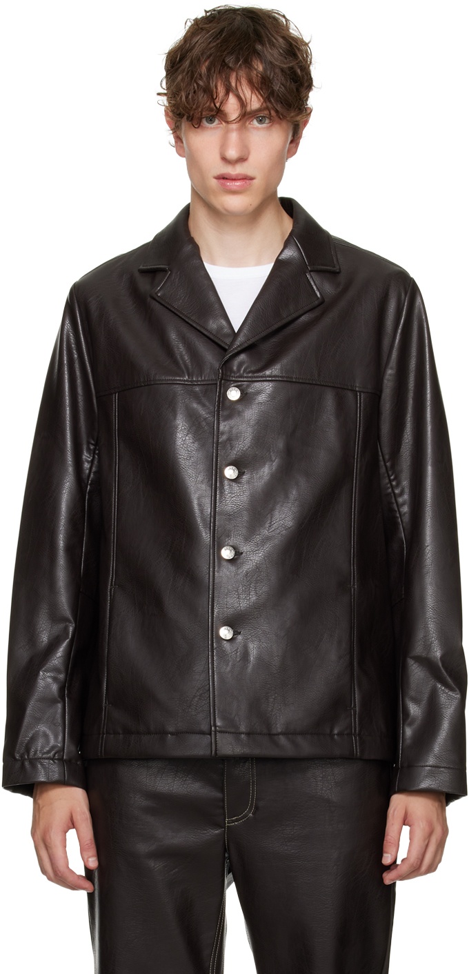 Séfr - Francis Croc-Effect Faux Leather Jacket - Black Séfr