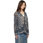 R13 Blue Printed Boyfriend Cardigan