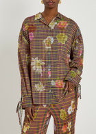 Julia Heuer Hannes Checked Semi-sheer Seersucker Shirt Brown