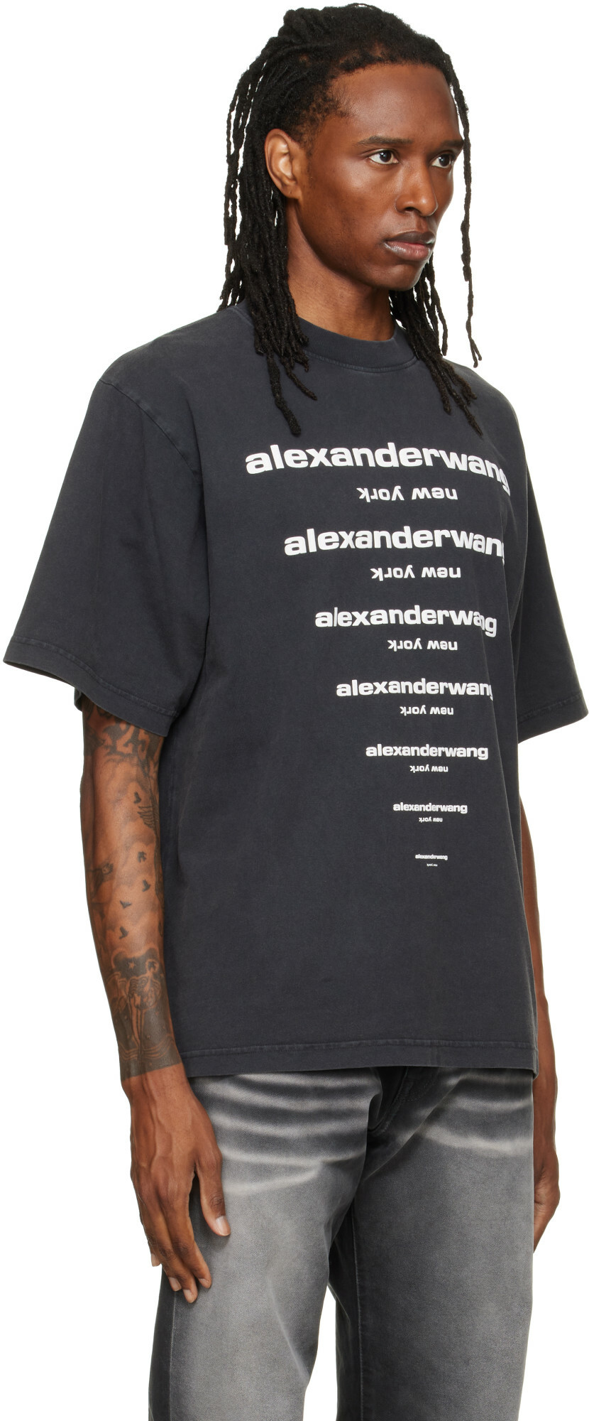 Alexander Wang Black Gradient Logo Short Sleeve T-shirt