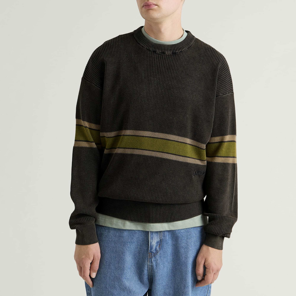 Butter Goods Men's Break Knit Jumper in Washed Black