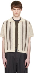 COOR Off-White Double Pin Striped Half Cardigan Shirt