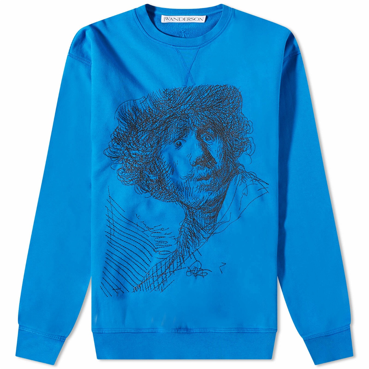 JW Anderson Men's Rembrandt Embroidered Sweat in Blue JW Anderson